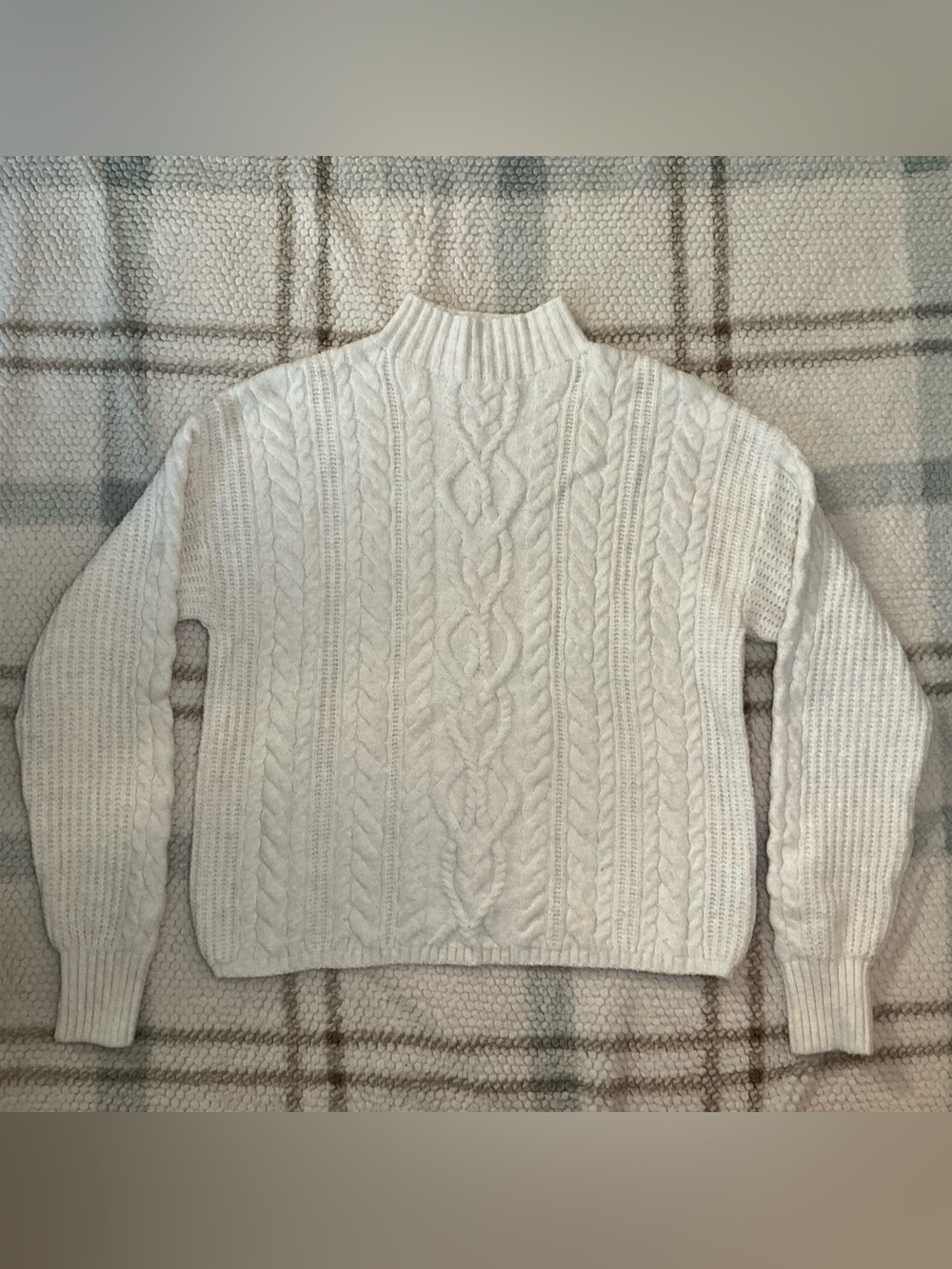 Old Navy SoSoft Cream Cable Knit Mock Neck Sweater